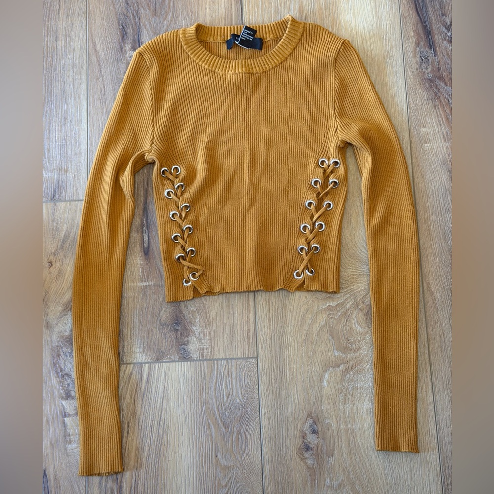Forever 21 Mustard Ribbed Knit Sweater